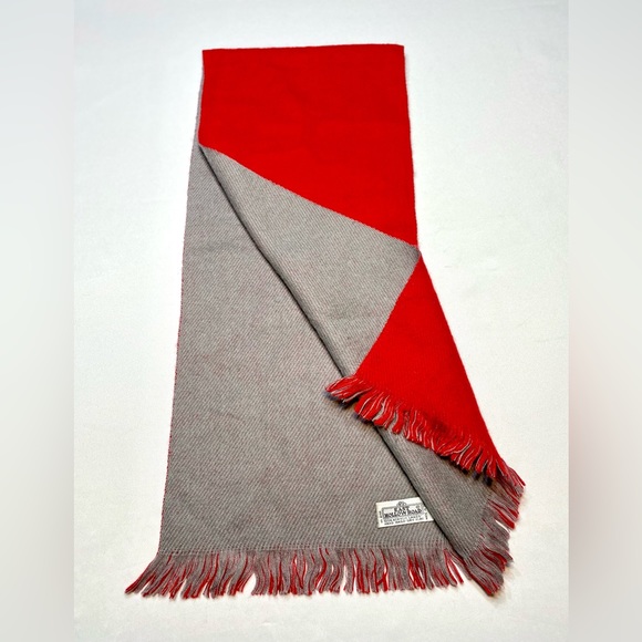 Acrylic Reversible Red Grey Classic Scarf Wrap - Picture 2 of 4